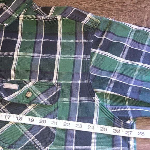 Vintage 1990s Carhartt Plaid Flannel Button Up Shirt Heavy Blend XLT - Picture 6 of 9